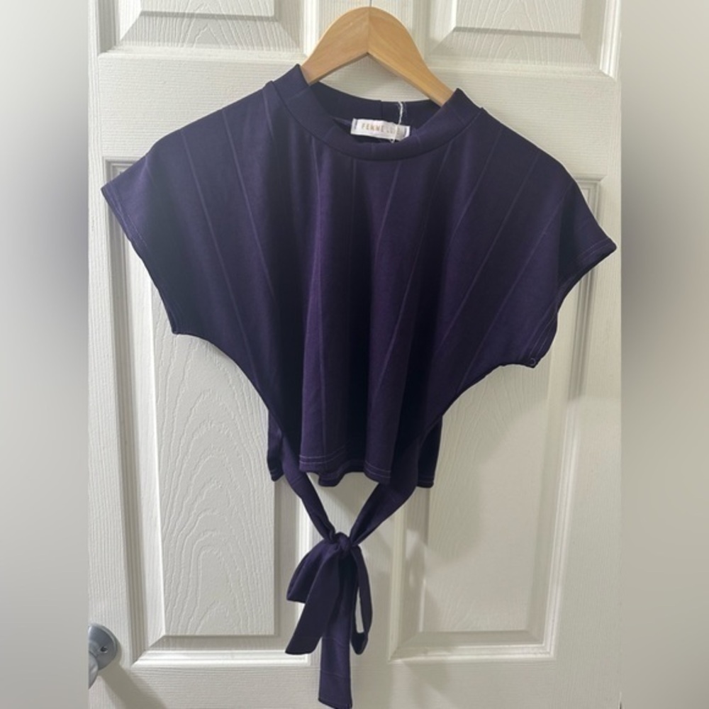 NWT Femme Luxe Purple Short Sleeve Crop Top Size M/L